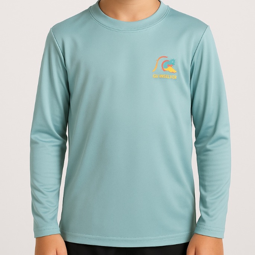 Quiksilver Aqua Long Sleeve Rash Guard Shirt Recycled Youth Size 12 M …. (G2)✨